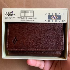 Brown Joseph Abboud Tri-Fold Wallet With Card Case Genuine Leather